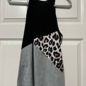 SHEIN Black and Gray Leopard Print Tank Top